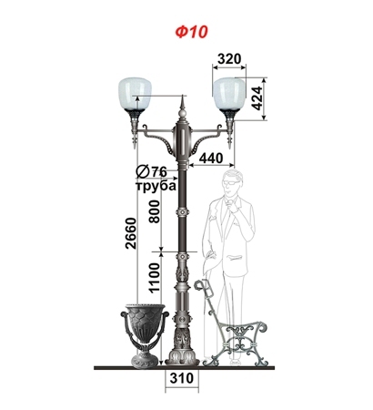 Чугунный фонарь серии Ф10