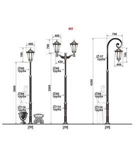 Уличные фонари серии Дворцовый-2, 3-размера