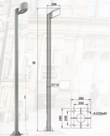 Фонарь городской 50Вт  Н-3000-6000мм  тип 1 CRANE