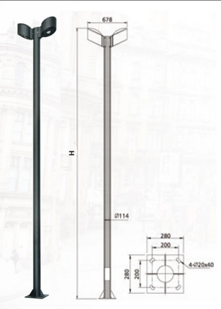 Фонарь городской 50*2Вт  Н-3000-6000мм  тип 2 CRANE