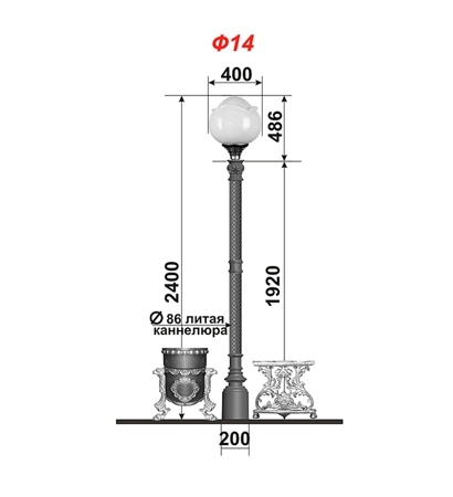 Чугунный фонарь серии Ф14