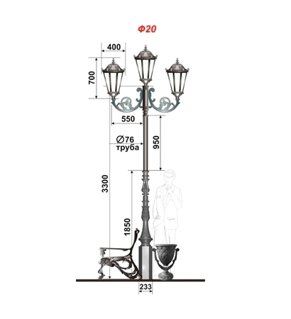 Чугунный фонарь серии Ф20